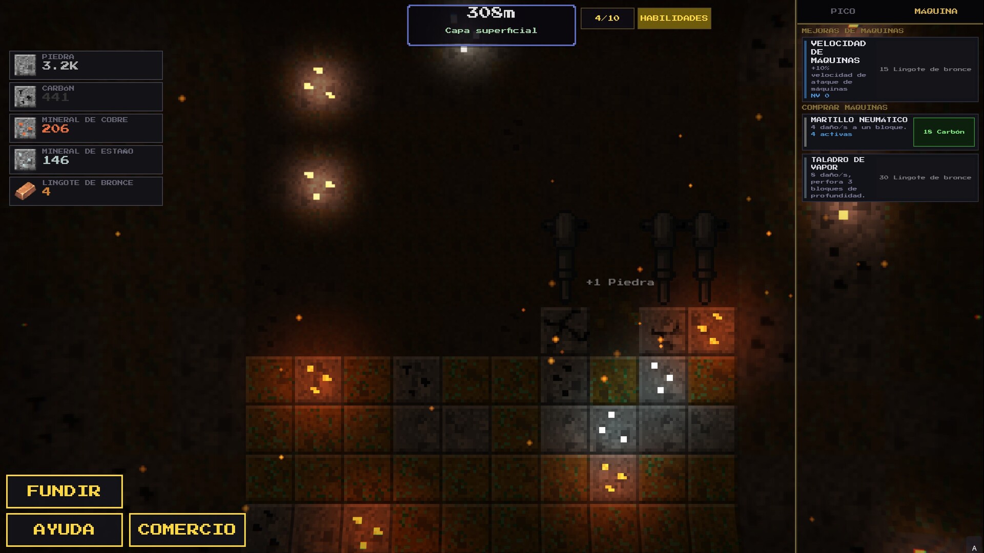 Gameplay de Idle Deepcore: minería