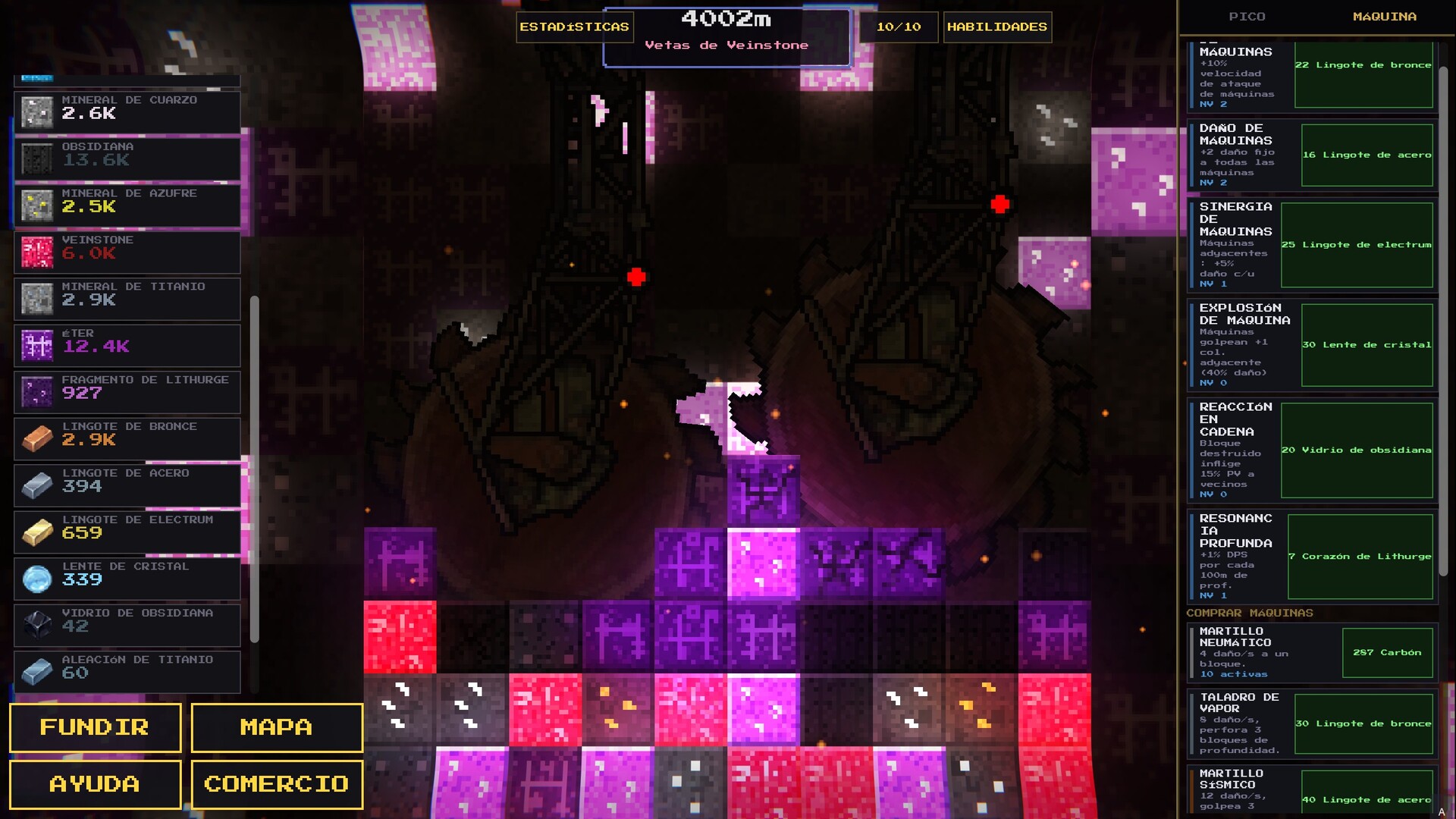 Gameplay de Idle Deepcore: automatización
